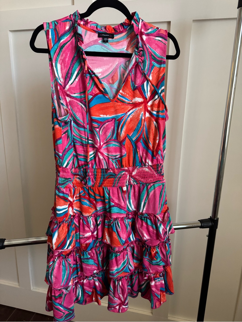 Vibrant Pink & Orange Floral women’s One-Piece Dress